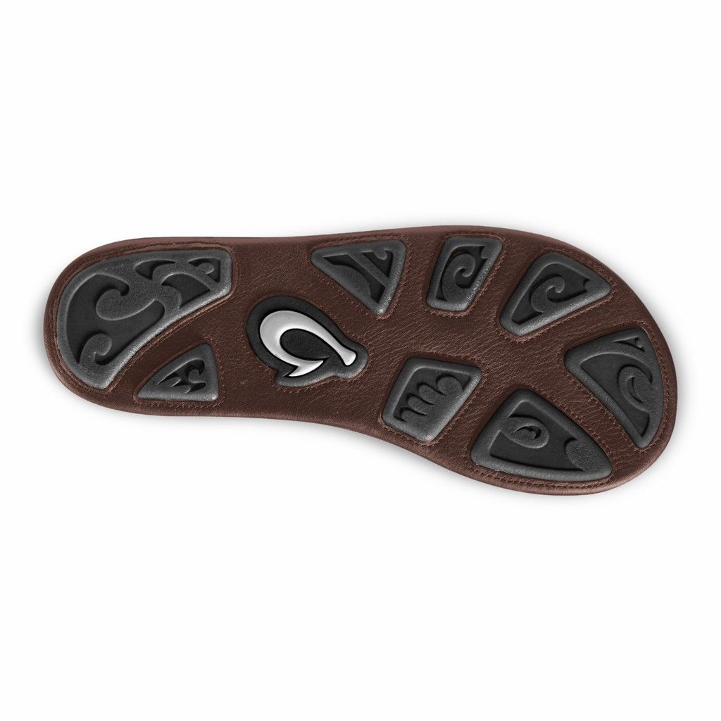 Olukai Men's Kulia Flip Flop - Charcoal / Dark Wood US098-436